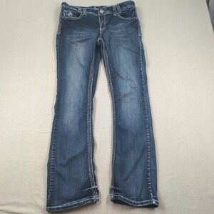Amethyst Jeans Womens 11 Blue Boot‎ Cut Stretch Thick Stitch Western